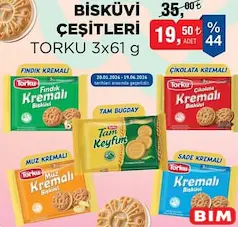 TORKU BİSKÜVİ ÇEŞİTLERİ 3X61 G fiyat ve kampanya bilgisi